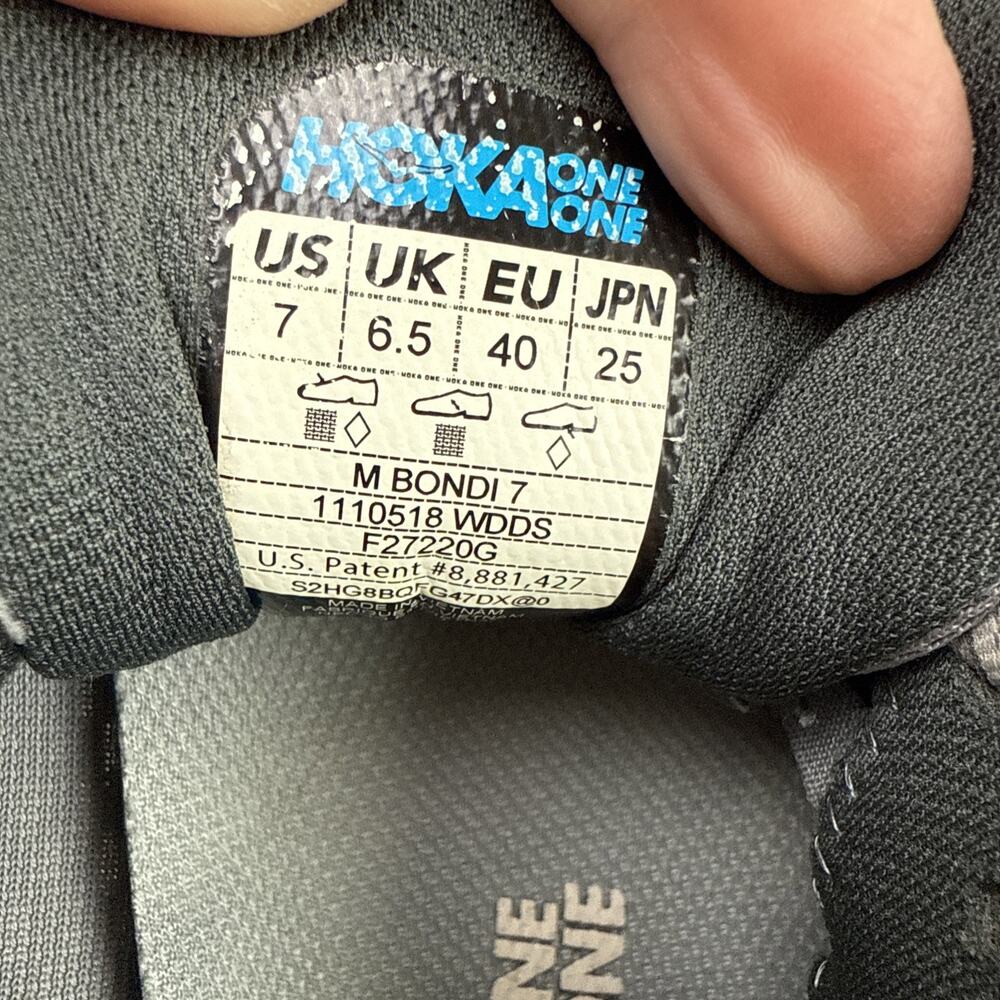 Mens Size 7 Hoka One One‎ Bondi 7 Wild Dove Grey Bondi 7 1110518WDDS - Picture 3 of 12